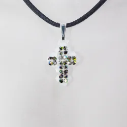 Pendant 40cm - Stella-Black Suedine - Pendant 40cm - Laiton argenté